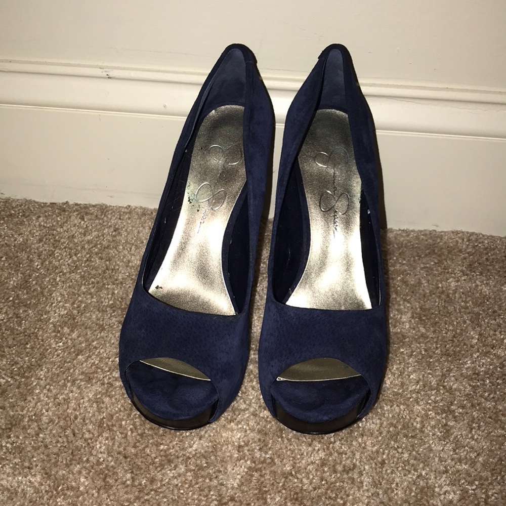Jessica Simpson Navy Blue Suede Heels